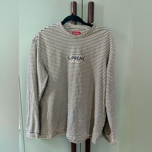 Supreme Navy and White Striped Tee